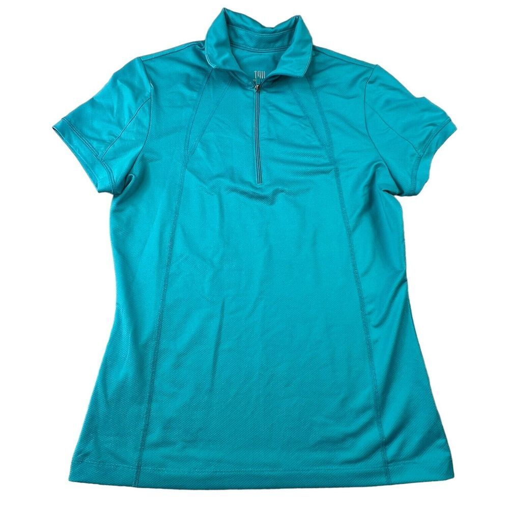 Tail Womens Shirt Size Small 1/4 Zip Short Sleeve Mock Neck Aqua Golf ‎ Tennis